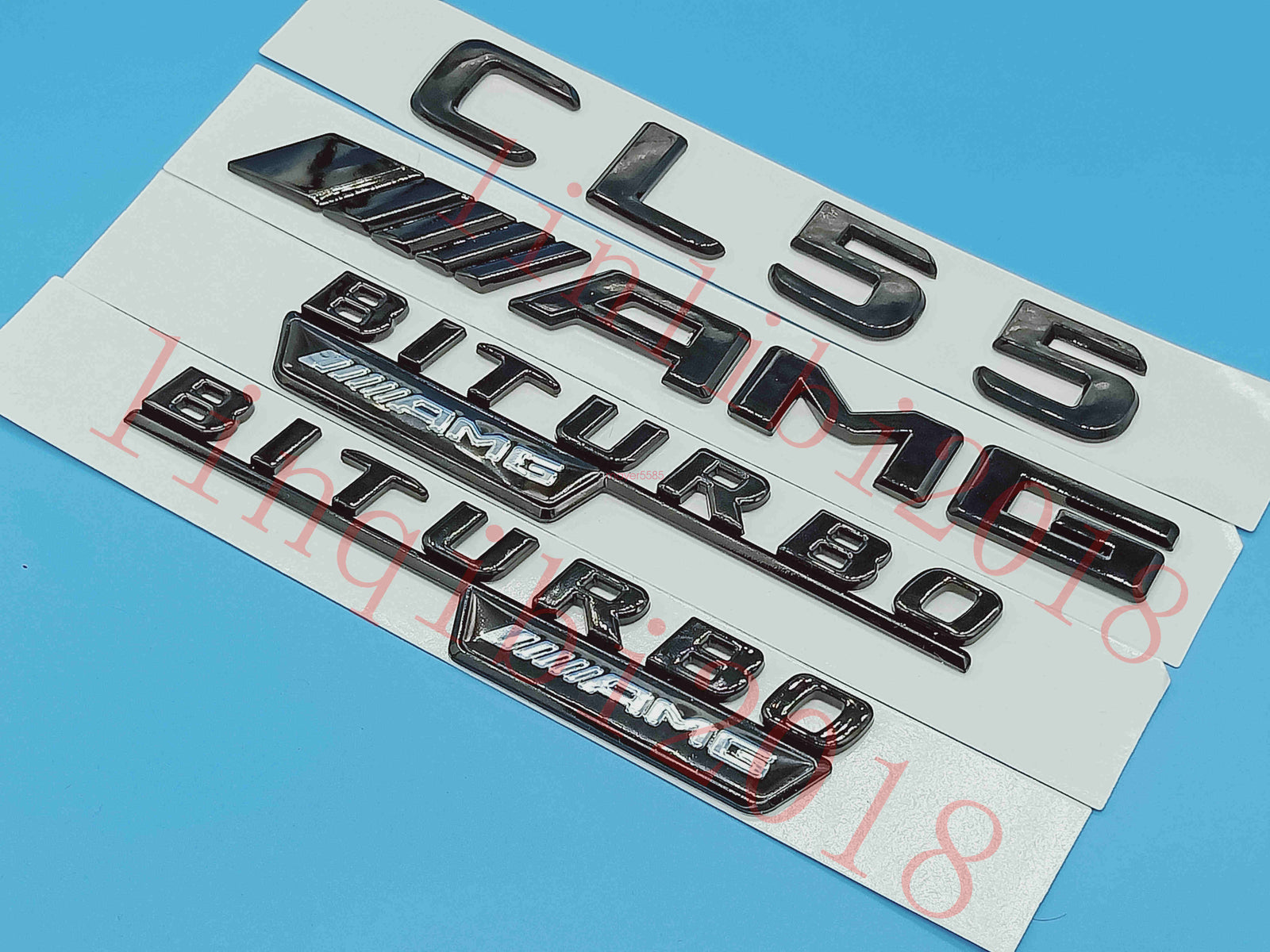 Gloss Black Flat " CL55 AMG BITURBO " Trunk Embl Badge Sticker for Mercedes Benz