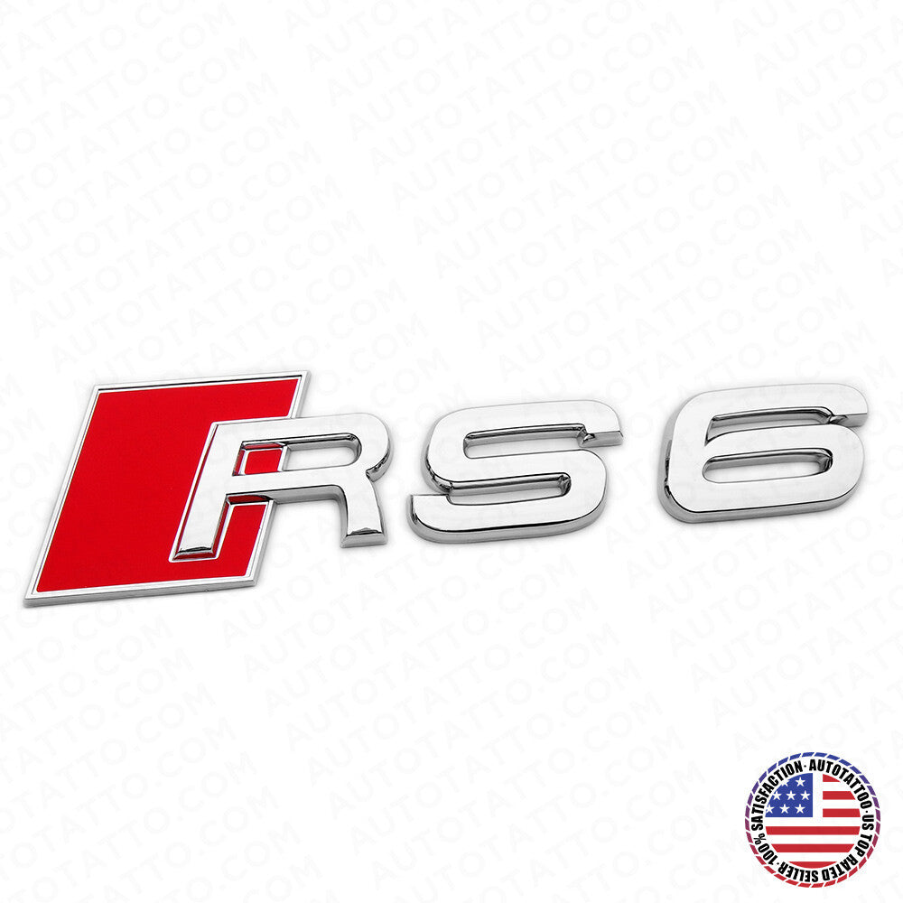 For Audi RS 6 Chrome Rear Letter Tail Badge Trunk Emblem Badge Logo Sport