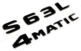 GlOSS BLACK S63L+4MATIC FOR MERCEDES S63 REAR TRUNK EMBLEM BADGE NAMEPLATE DECAL