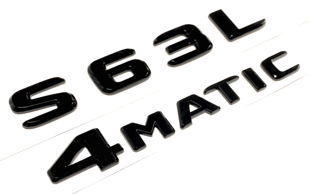 GlOSS BLACK S63L+4MATIC FOR MERCEDES S63 REAR TRUNK EMBLEM BADGE NAMEPLATE DECAL