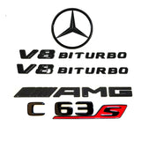 Gloss Black AMG V8 BITURBO Star Rear Trunk Emblem Badge For MB C63s Sedan W206