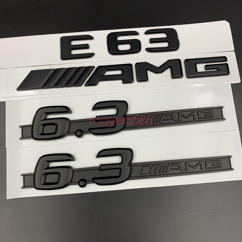 Matte black "E63 AMG 6.3 AMG" Letters Trunk Embl Badge Sticker for Mercedes Benz