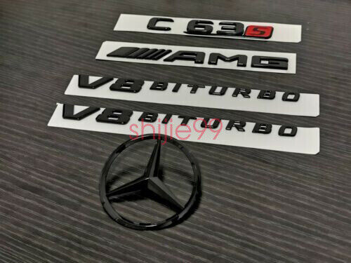 Gloss Black COUPE C63S AMG V8 BITURBO Star PACKAGE Trunk Emblem Badge C63 C205