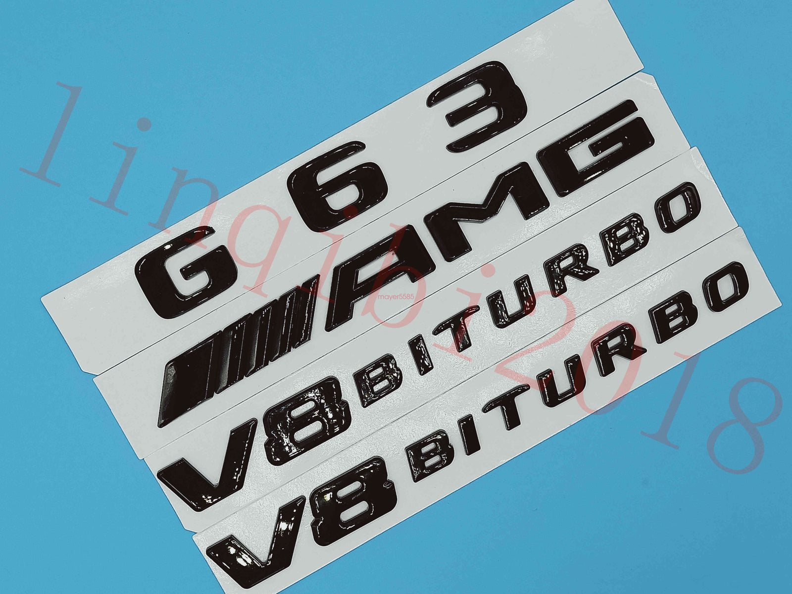 Gloss Black Flat G63 +AMG+ V8 BITURBO Trunk Embl Badge Sticker for Mercedes Benz