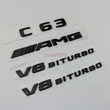 Matte black C63 AMG V8 BITURBO Trunk Emblem Badge Sticker for Mercedes Benz C63
