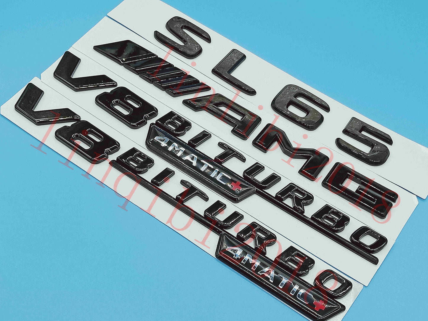 Gloss Black Flat SL65 AMG V8 BITURBO Trunk Embl Badge Sticker for Mercedes Benz