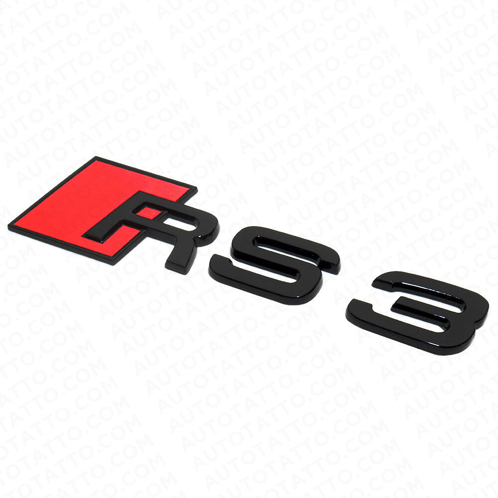 For Audi RS3 Gloss Black Rear Letter Tail Badge Trunk Emblem Badge Logo Sport