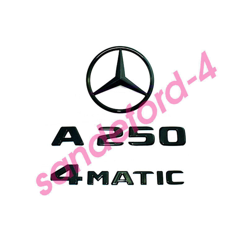 A250 4MATIC Rear Star Emblem Black Letter Badge Logo Set for AMG W176