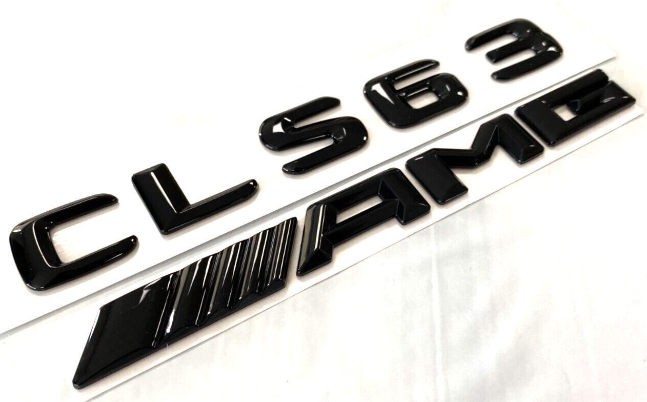 2X GLOSS BLACK CLS63+AMG FOR MERCEDES CLS63 REAR TRUNK EMBLEM BADGE NAMEPLATE