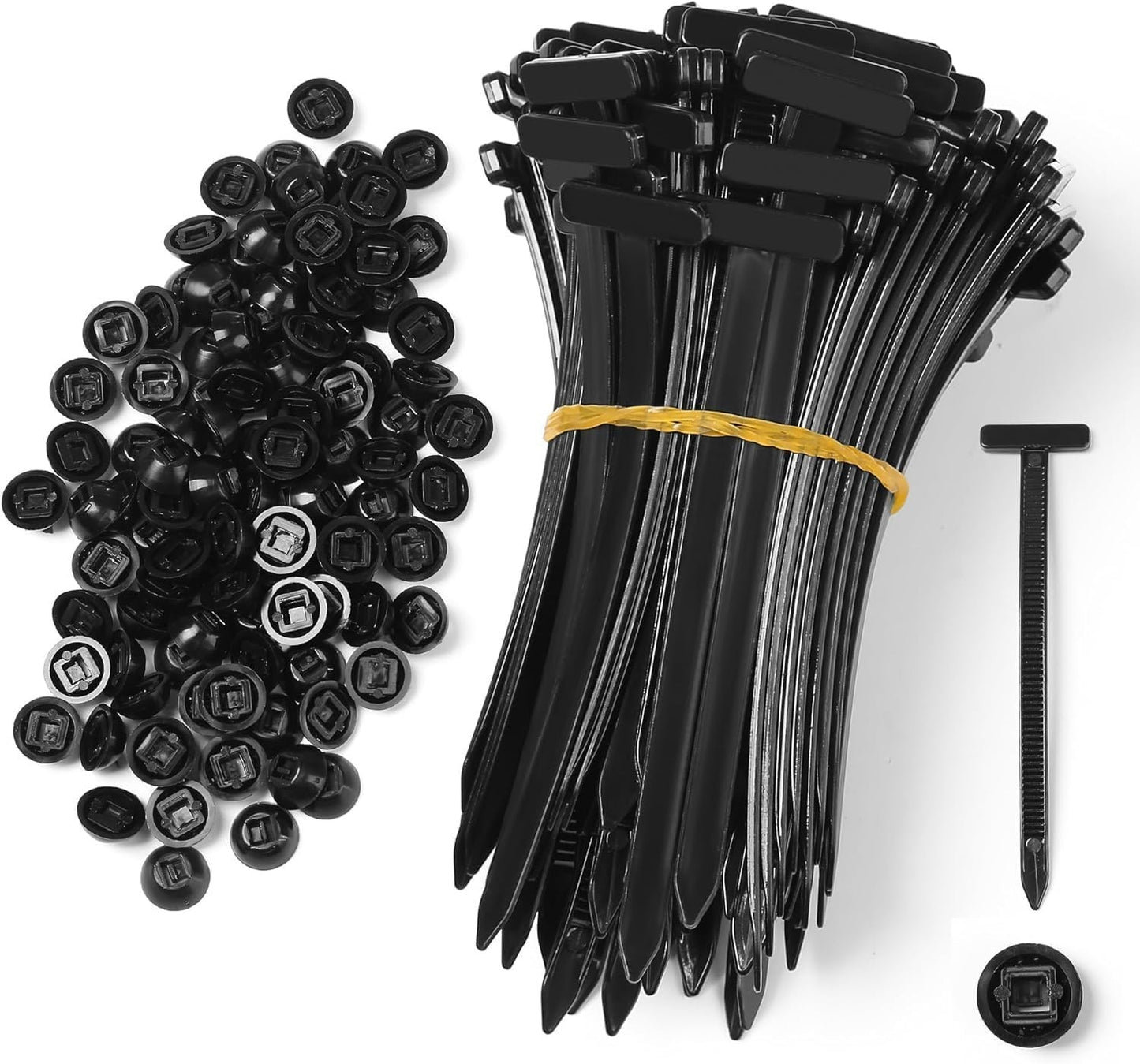 100 Pcs Nylon Universal Cable Tie Buckle T Style Automotive Zipper Clip Car Accessory