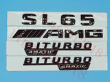 Gloss Black Flat " SL65 AMG BITURBO " Trunk Embl Badge Sticker for Mercedes Benz