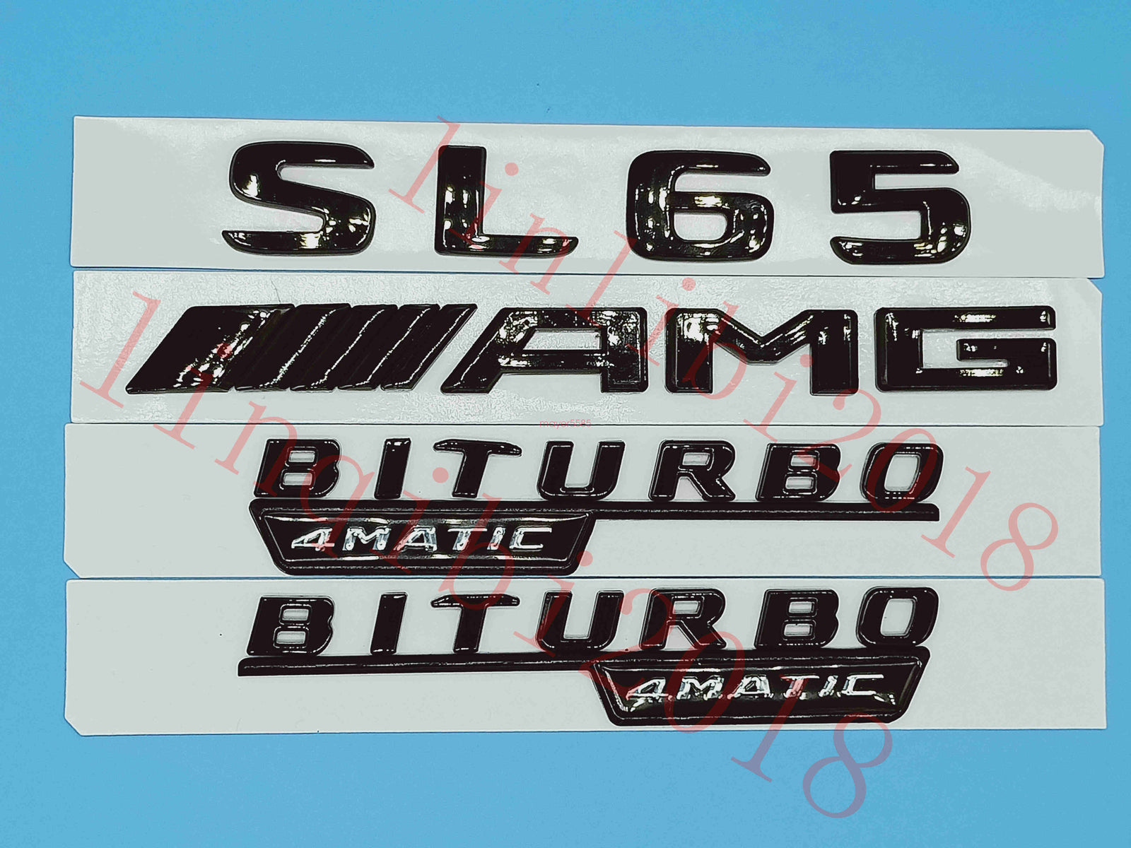 Gloss Black Flat " SL65 AMG BITURBO " Trunk Embl Badge Sticker for Mercedes Benz