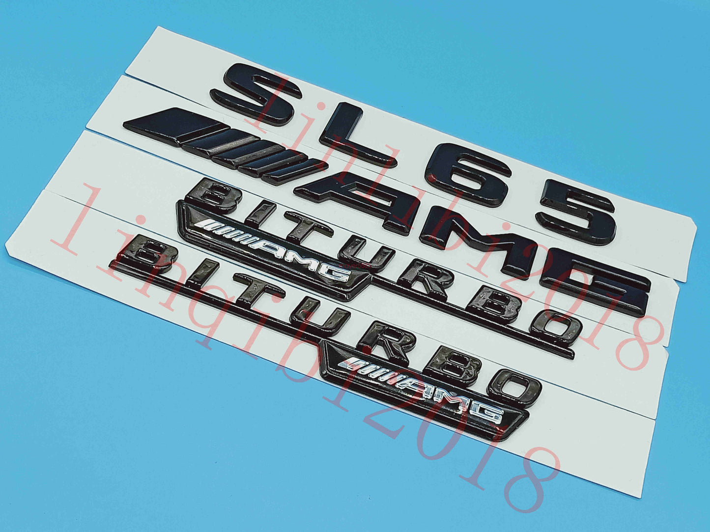 Flat Gloss Black " SL65 AMG BITURBO" Emblem Badge Sticker for Mercedes Benz SL65