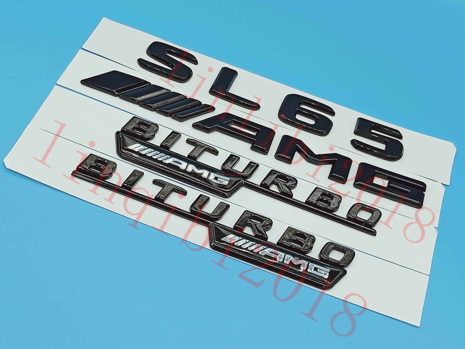 Flat Gloss Black " SL65 AMG BITURBO" Emblem Badge Sticker for Mercedes Benz SL65