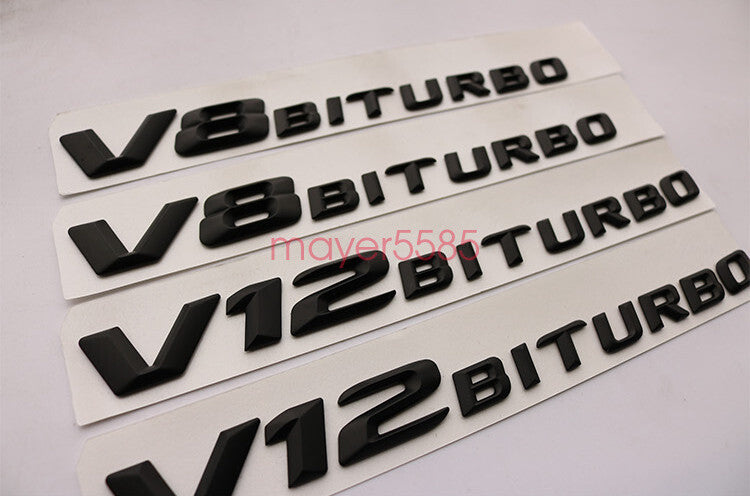Black C63 + AMG + V8 BITURBO Trunk Emblem Badge Sticker for Mercedes Benz W205