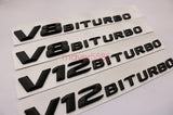 Black C63 + AMG + V8 BITURBO Trunk Emblem Badge Sticker for Mercedes Benz W205