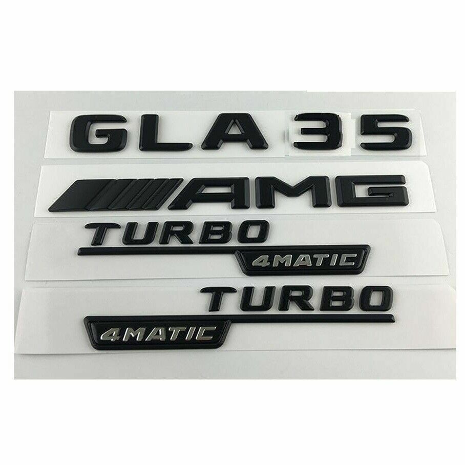 Matt Black Letters GLA35 AMG TURBO 4MATIC Emblems for Mercedes Benz X156 W156