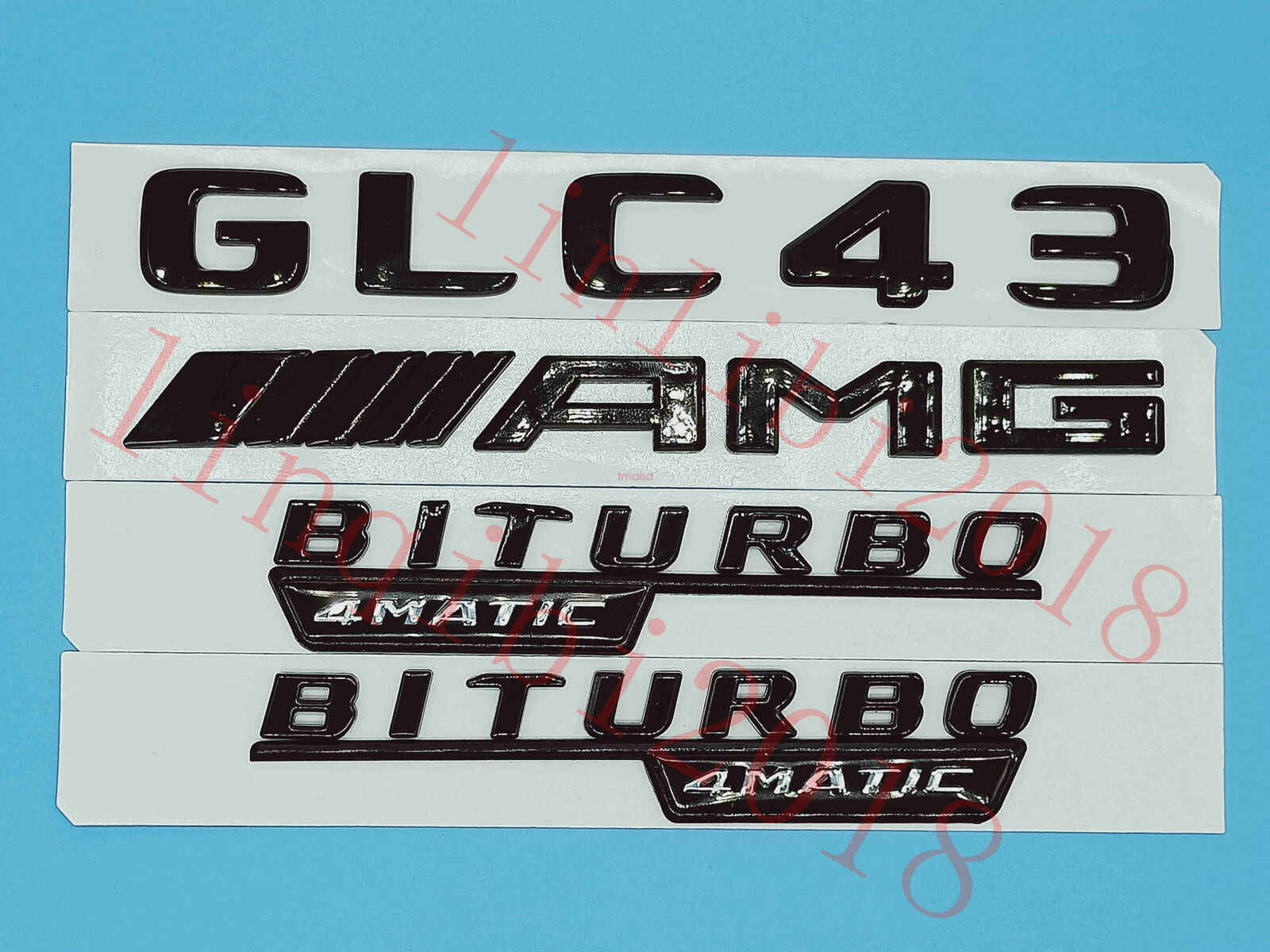 Flat Gloss Black "GLC43 AMG BITURBO" Emblem Badge Sticker for Mercedes GLC