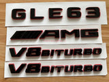 Black RED GLE63 AMG V8 BITURBO Emblem Badge Sticker Set For Mercedes GLE63