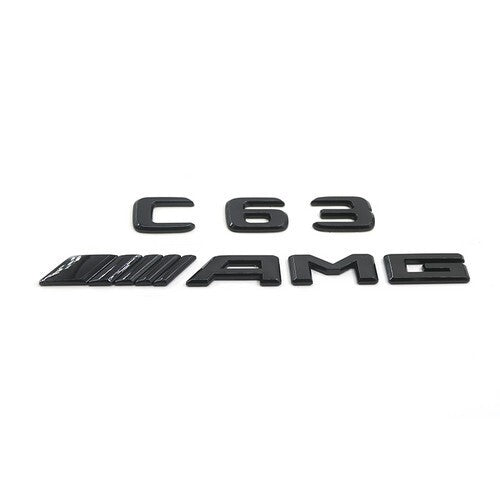 Gloss Black C63 AMG V8 BITURBO Rear Trunk Emblem Badge Set For Benz W205 C63 AMG