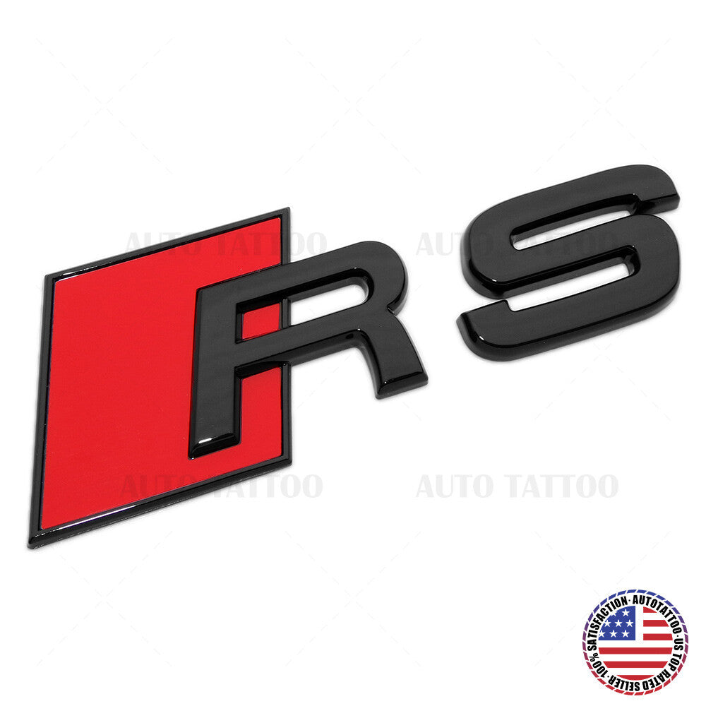 Audi RS Gloss Black Rear Letter Tail Nameplate Trunk Emblem Badge Sport Sline