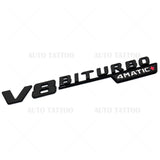 2x 17+ V8 BITURBO 4MATIC Plus + AMG Logo Fender Side Marker Emblem Badge Black