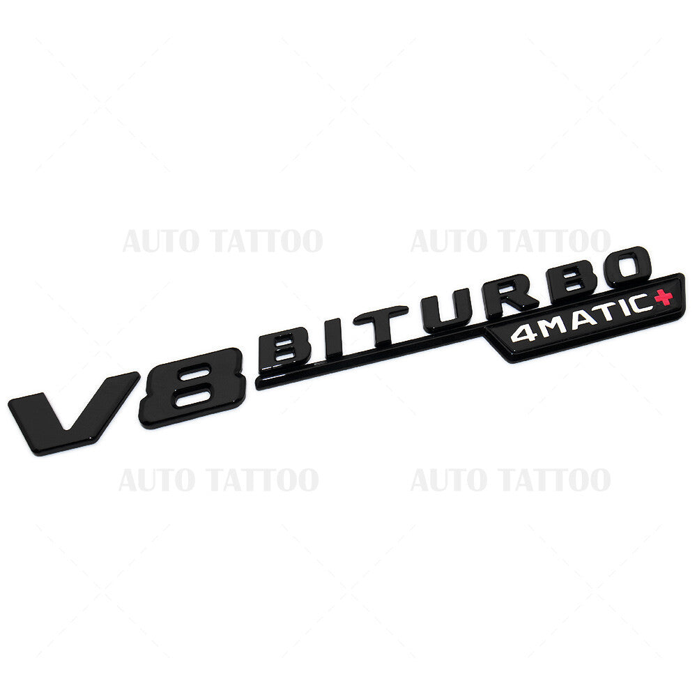 2x 17+ V8 BITURBO 4MATIC Plus + AMG Logo Fender Side Marker Emblem Badge Black