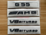 Matte Black For Mercedes Benz G55 AMG V8 BITURBO Emblem Badge Sticker Set