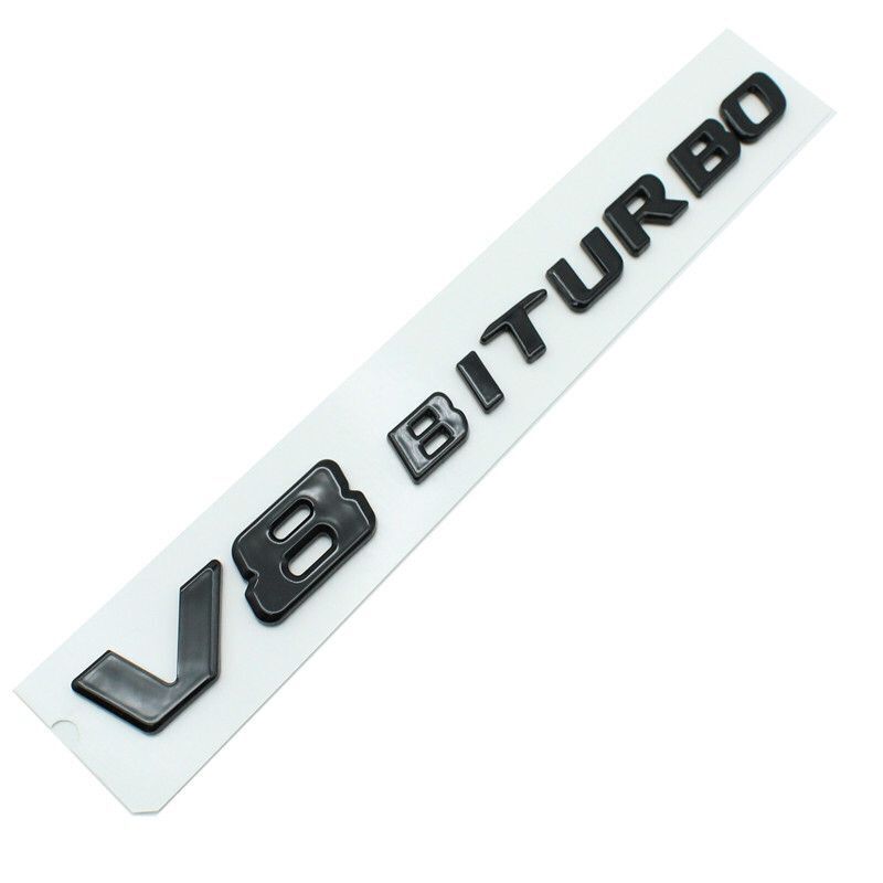 For Mercedes-Benz G Gloss Black Emblem G500+V8 BITURBOx2 Rear Trunk Fender Badge