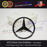 W223 SEDAN Mercedes GLOSS BLACK Star Emblem Rear Trunk Lid Logo Badge AMG S580