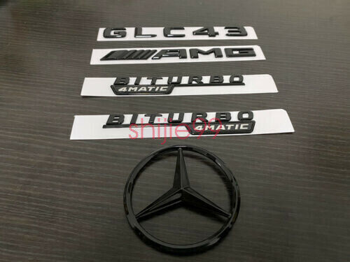 Gloss Black GLC43 AMG Biturbo 4matic And Rear STAR emblem for GLC X253 Series