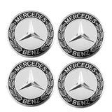LOT 4 Hub Cover 75mm Black and Gray For Mercedes Logo Emblem Rim Wheel Center