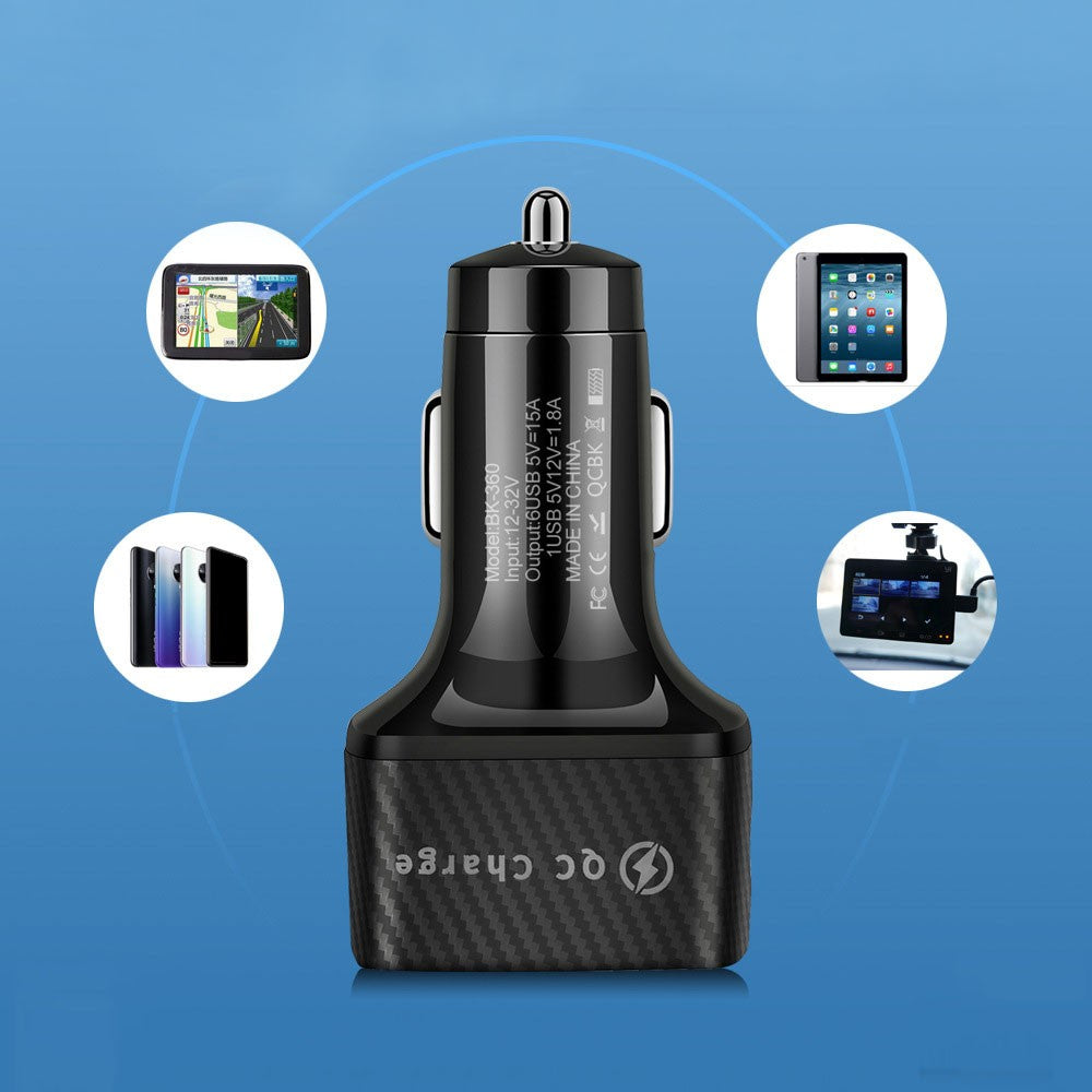 USB 6 Ports Car Charger Adapter LED Display QC 3.0 Fast Charging Accessories