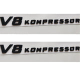 2 x Gloss Black Letters V8 KOMPRESSOR Emblem Badge Emblems for Mercedes Benz AMG