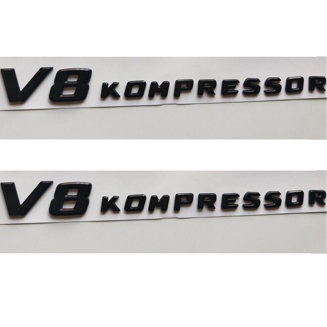 2 x Gloss Black Letters V8 KOMPRESSOR Emblem Badge Emblems for Mercedes Benz AMG