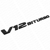 2pcs 17+ V12 BITURBO AMG Side Fender Marker Nameplate Emblem Badge Gloss Black