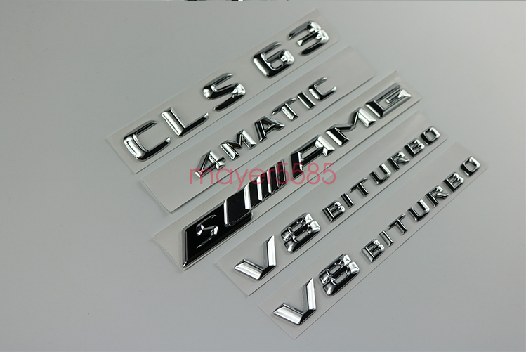 Chrome CLS63 AMG BITURBO Letters Trunk Embl Badge Sticker For Mercedes Benz CLS