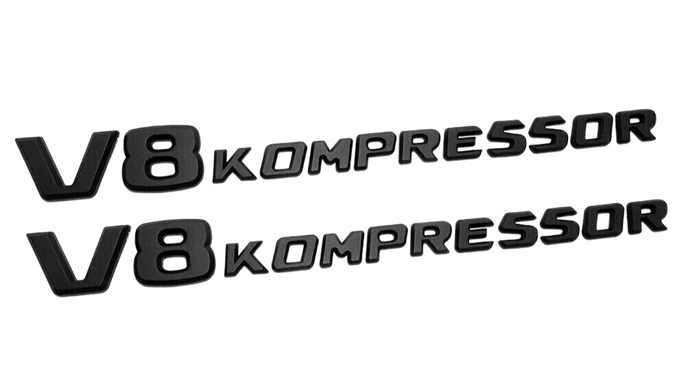 2x For Mercedes 03-11 Matte Black V8 Kompressor Side Fender Marker Emblem Badge