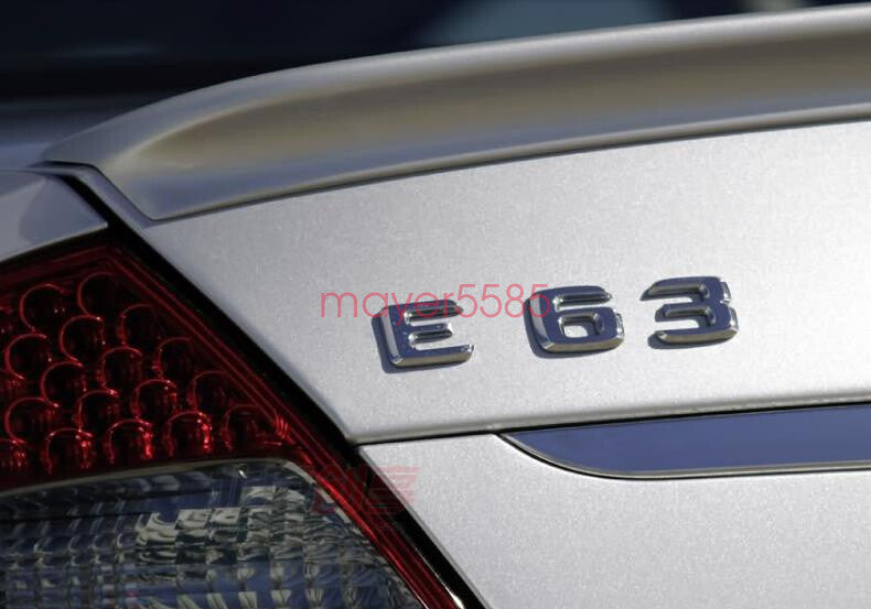 4pcs Chrome E63 AMG 6.3 AMG Trunk Emblem Badge Sticker for Mercedes Benz E63