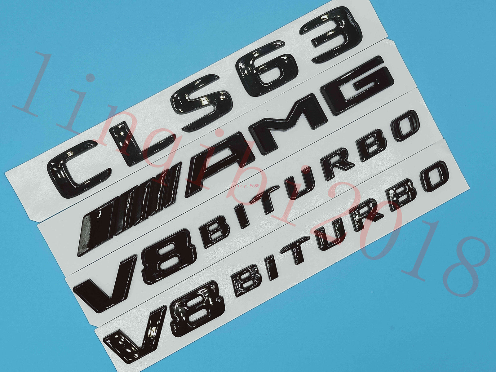 Gloss Black Flat CLS63 AMG V8 BITURBO Trunk Embl Badge Sticker for Mercedes Benz