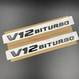 Glossy Black For Mercedes S65L AMG V12 BITURBO Trunk Emblem Badge Sticker Set