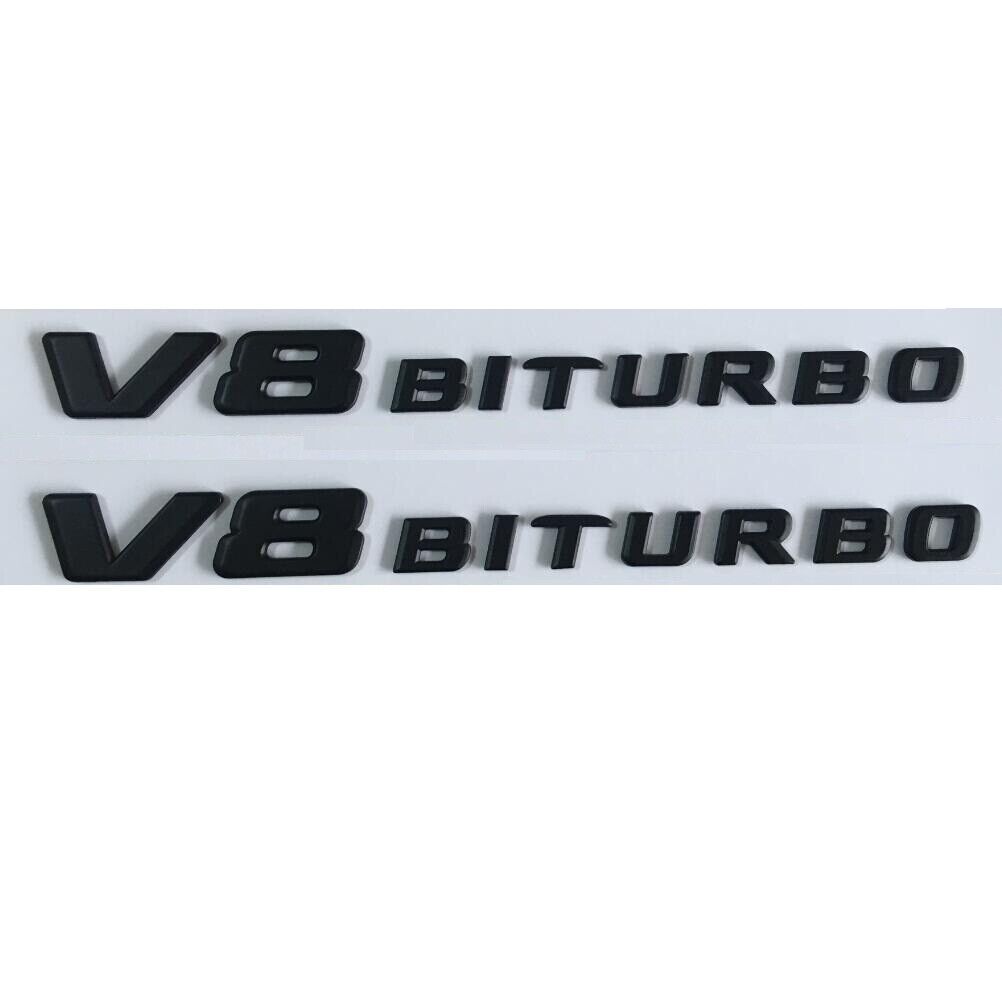 Matt Black Letters V8 BITURBO Fender Emblems for Mercedes V8BITURBO