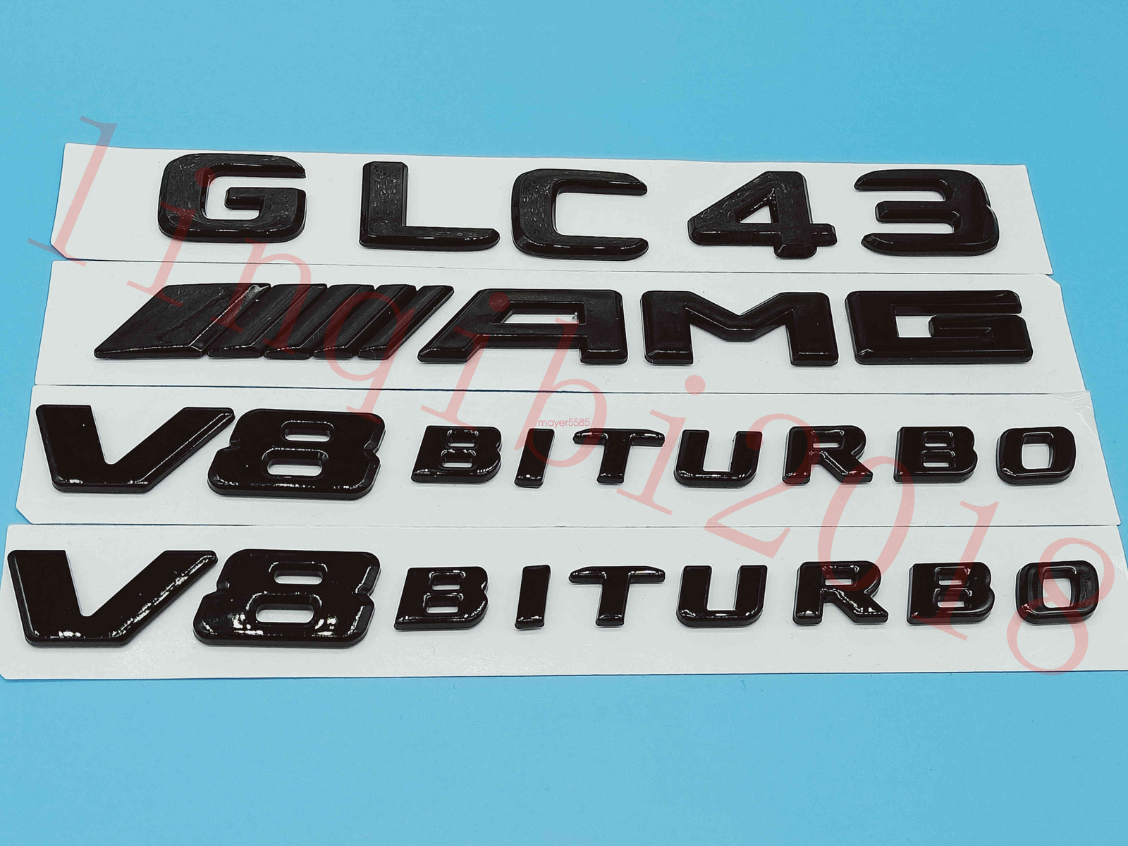 Gloss Black GLC43 AMG V8 BITURBO Trunk Embl Badge Sticker for Mercedes Benz