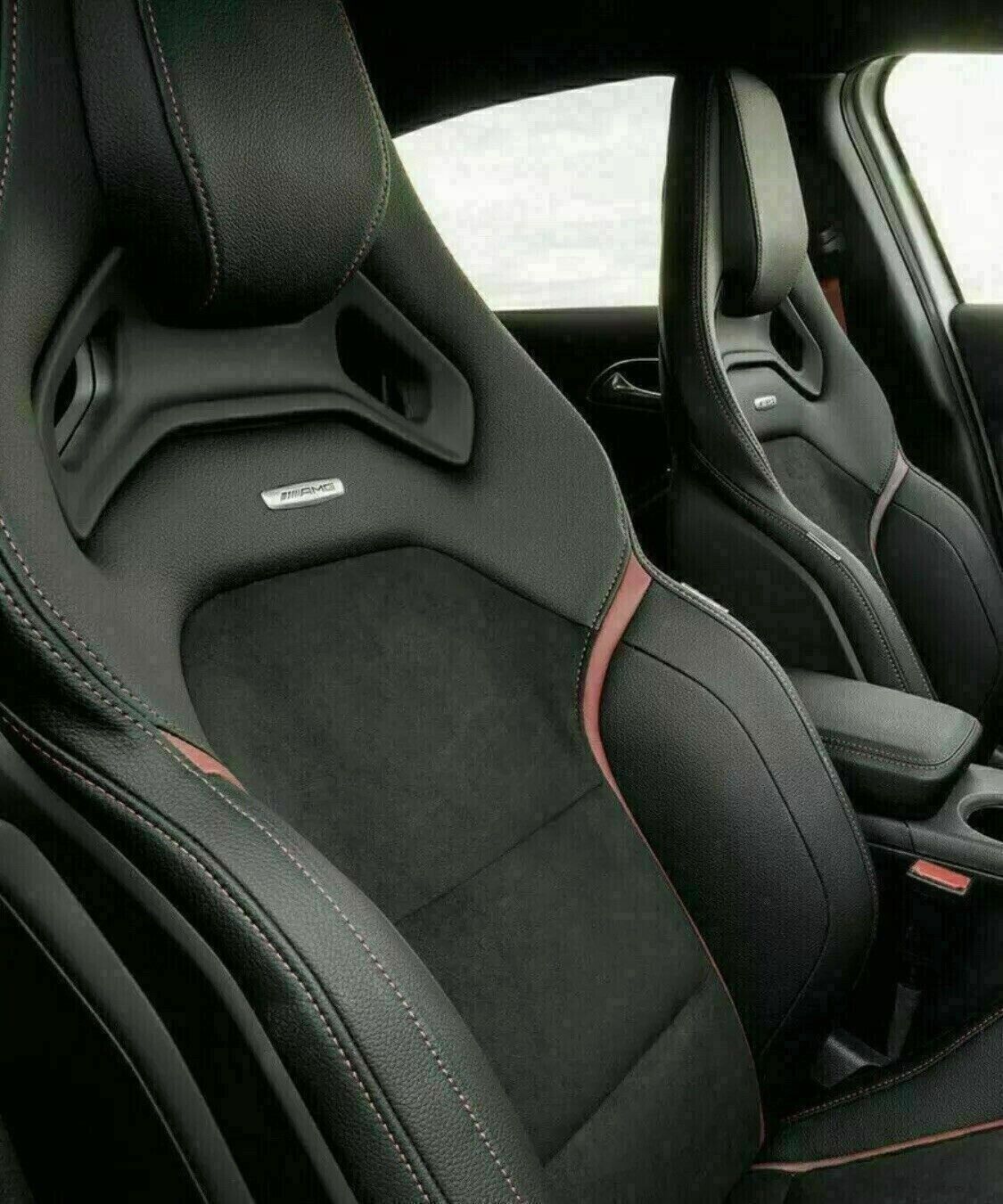 2 Pcs Car Emblems Front Seat Tuning Badges Metal Fit For Mercedes AMG Logo