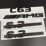 Matte black "C63 AMG 6.3 AMG" Letters Trunk Embl Badge Sticker for Mercedes Benz
