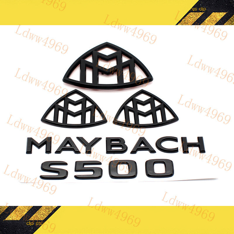 5pcs Glossy Black MAYBACH Letters Trunk Badge Emblem For S-Class W222 S500