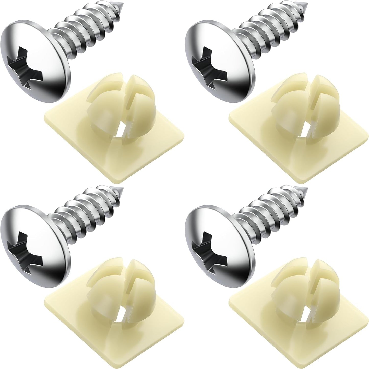 License Plate Screws with Nylon Inserts - Stainless Steel Rust Proof License...