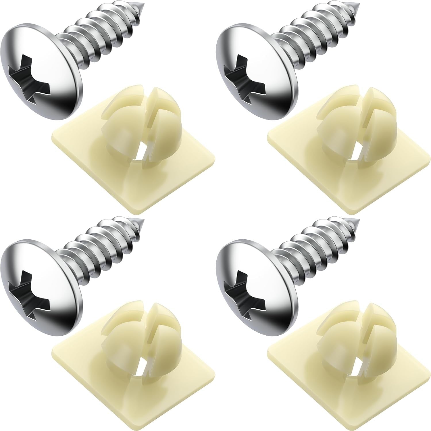 License Plate Screws with Nylon Inserts - Stainless Steel Rust Proof License...