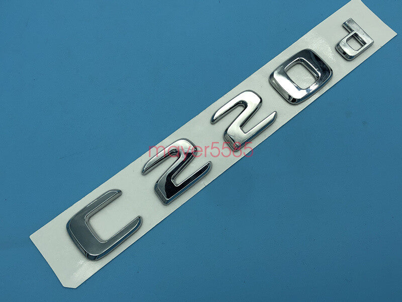 Chrome " C220d " Number Letters Rear Trunk Badge Emblem for Mercedes Benz C220d