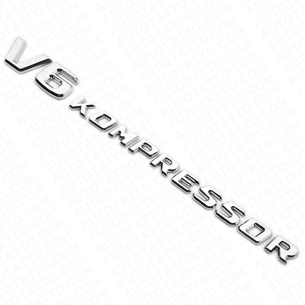 2x Mercedes 02-04 OEM Chrome V6 Kompressor Sport Side Fender Marker Emblem Badge
